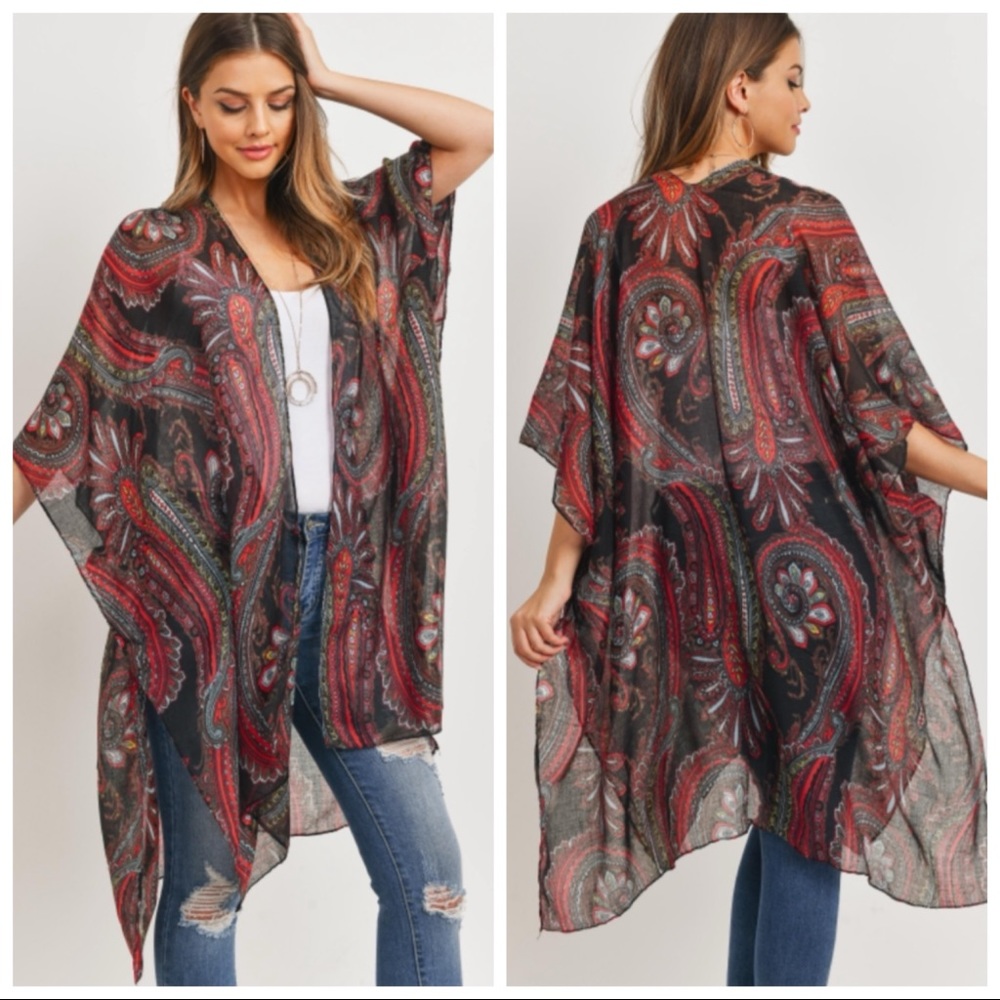 NEW Paisley Print Boho Kimono Cardigan